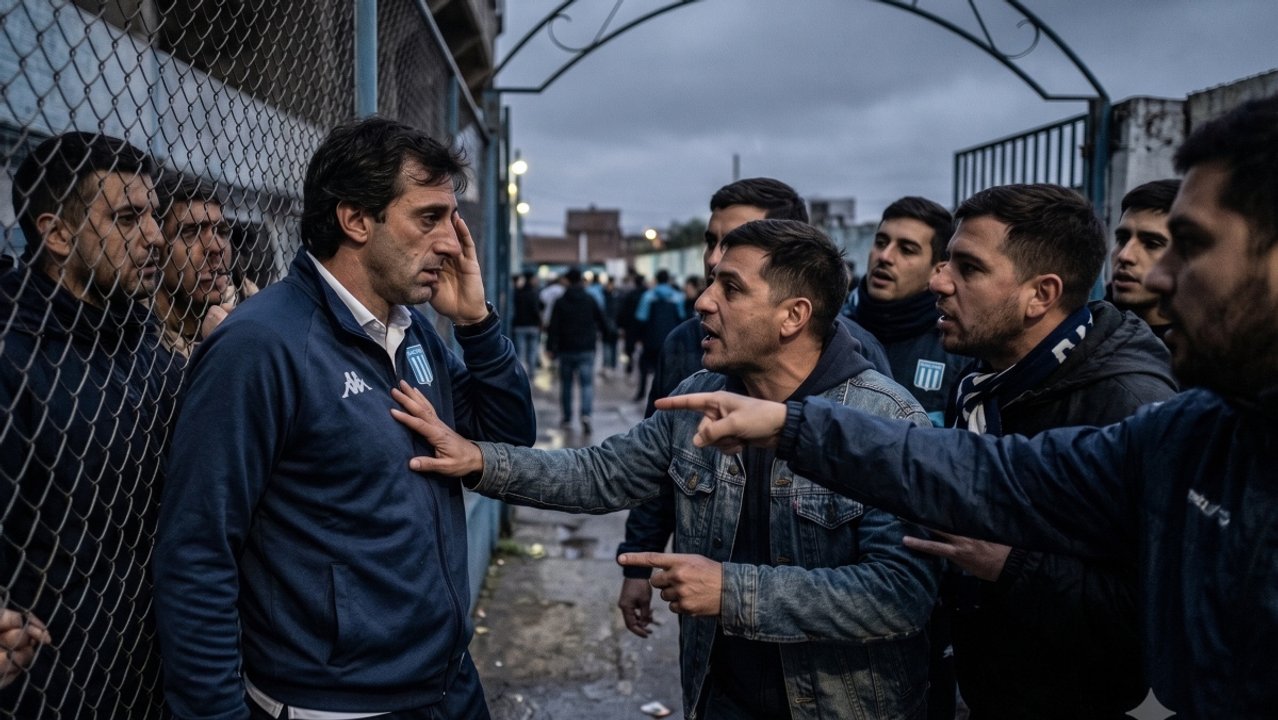 Escándalo en Racing: video del momento que una mujer le tira una botella a un socio enojado con Milito