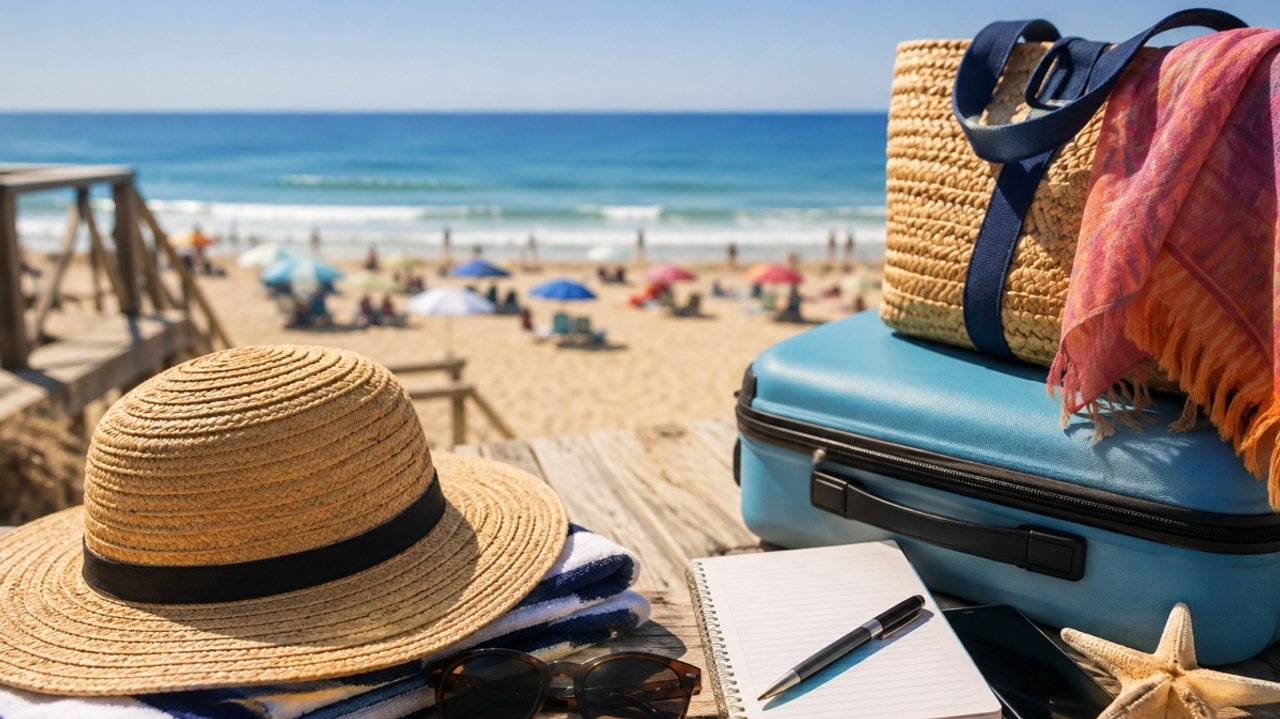Turistas en la playa durante las vacaciones de verano