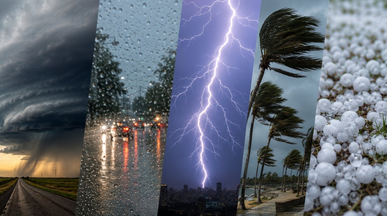 Tormenta eléctrica sobre ciudad argentina