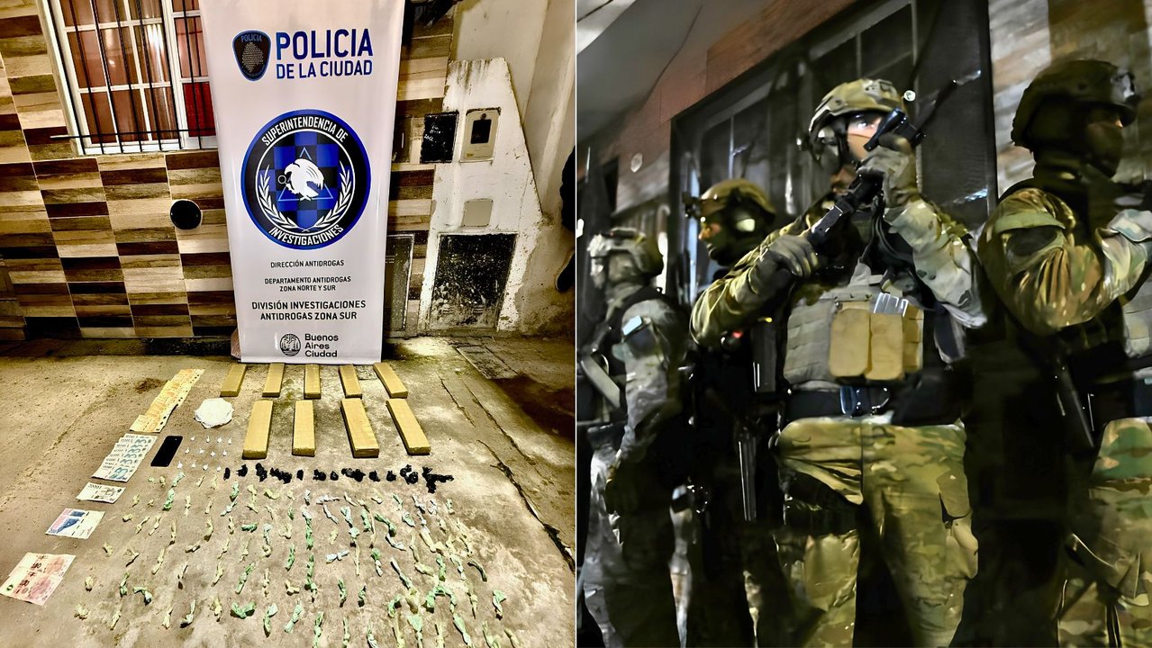 Desmantelan banda narco familiar en la Villa 1-11-14: ocho detenidos y más de ocho kilos de droga incautados