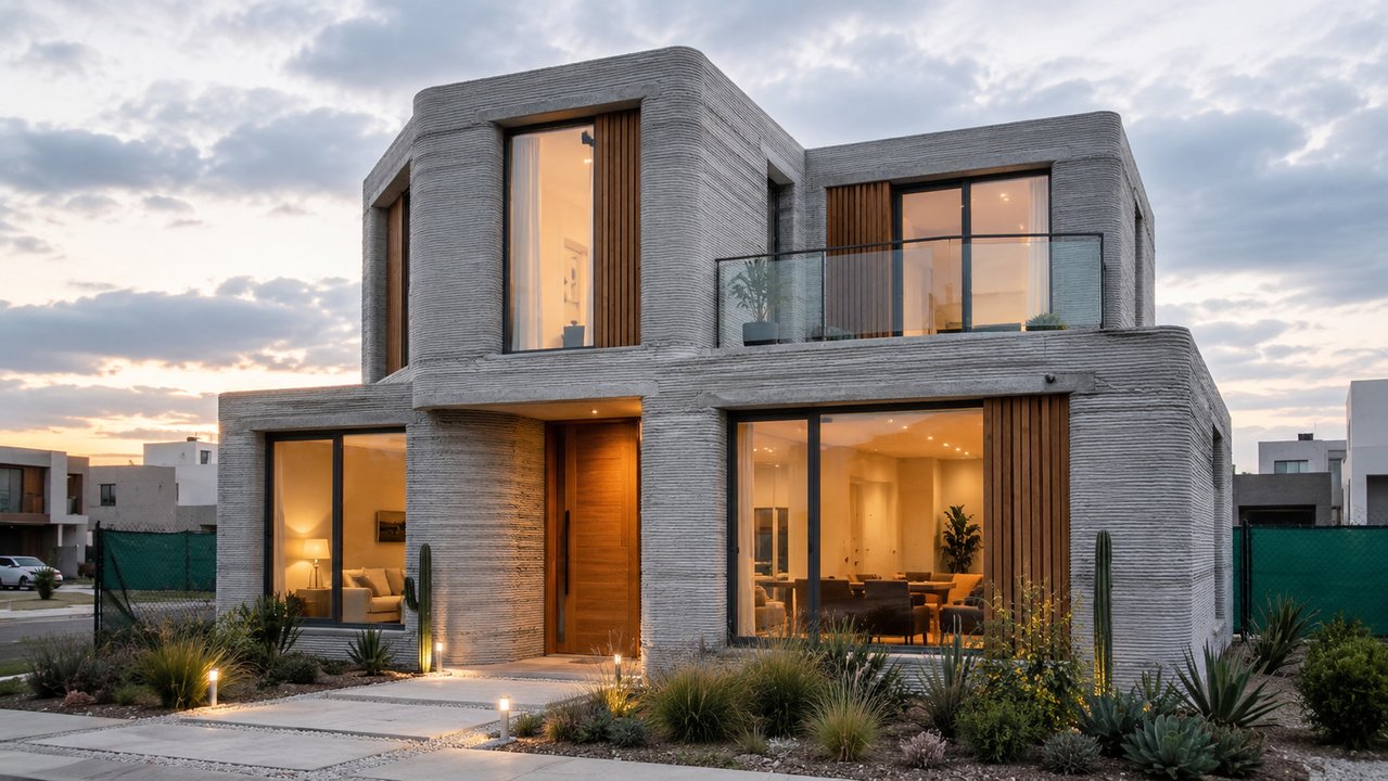 Impresora 3D de hormigón construyendo una vivienda en Argentina