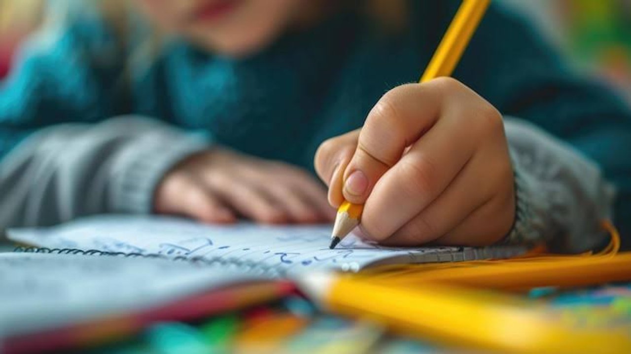 Persona zurda escribiendo con la mano izquierda en un cuaderno