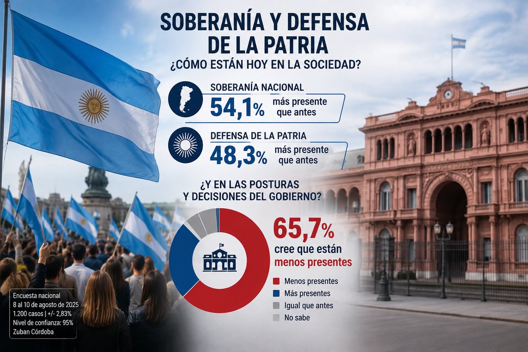 Bandera argentina en contexto de debate sobre soberanía y defensa