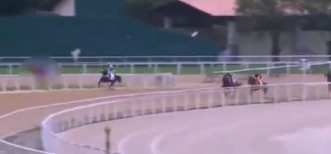El jockey brasileño Leandro Henrique durante una competencia de turf