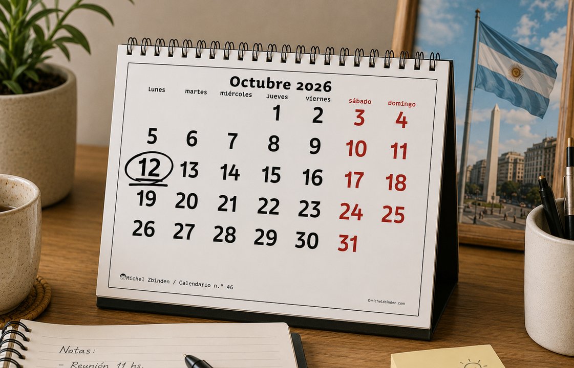 Calendario con feriados nacionales marcados
