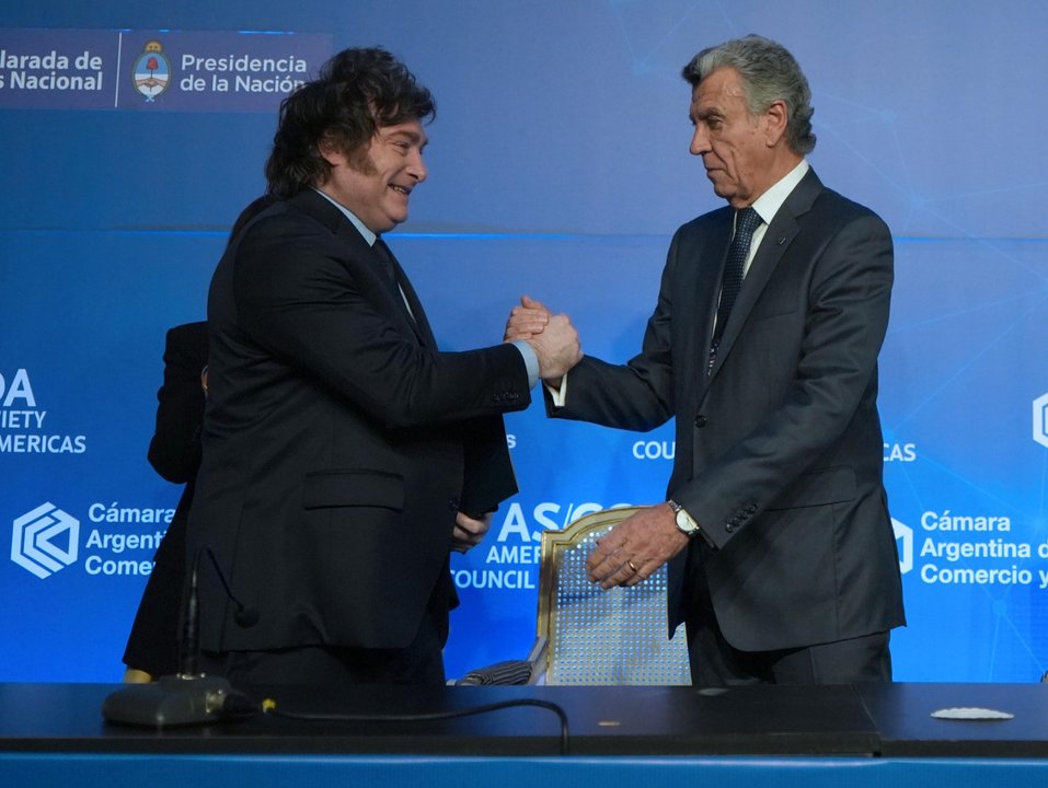 Javier Milei durante su exposición en el Consejo de las Américas