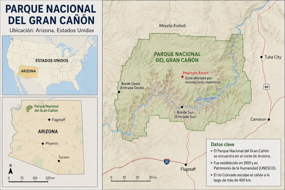 Inundación repentina en el Gran Cañón: 15 personas desaparecidas por inundaciones