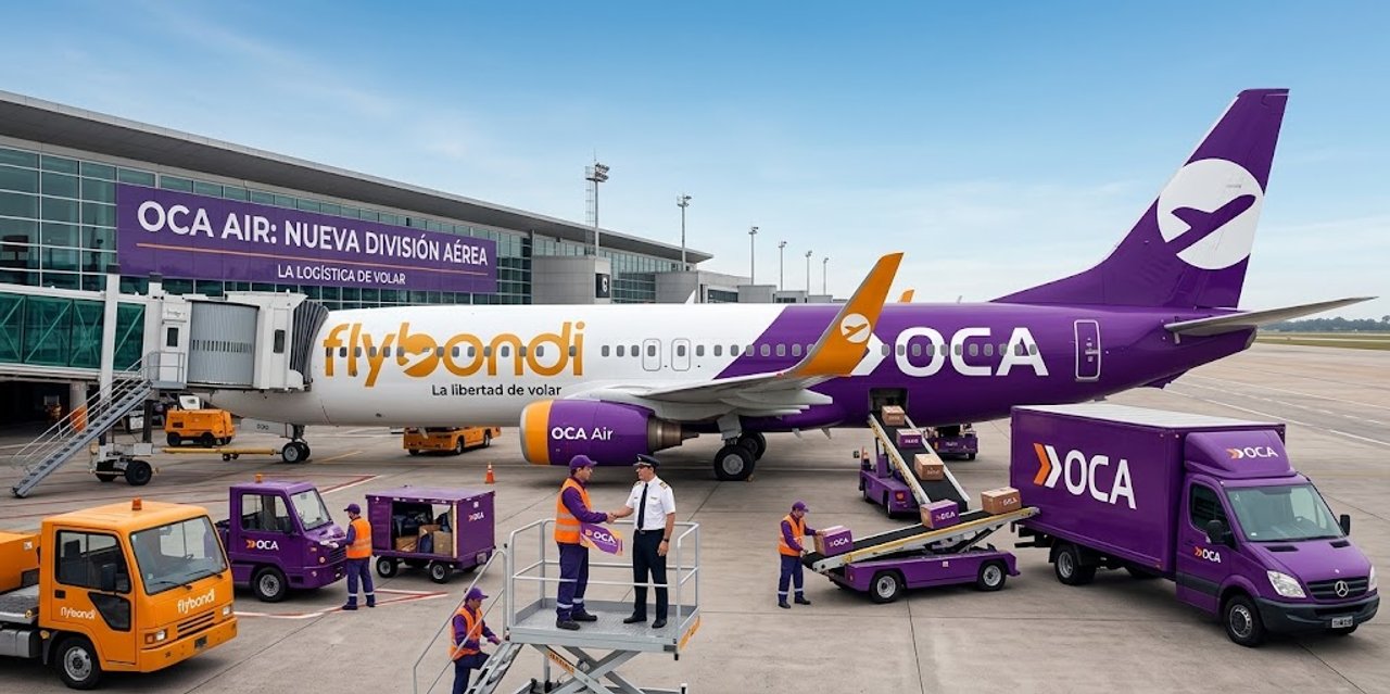 Avión de Flybondi en plataforma aeroportuaria