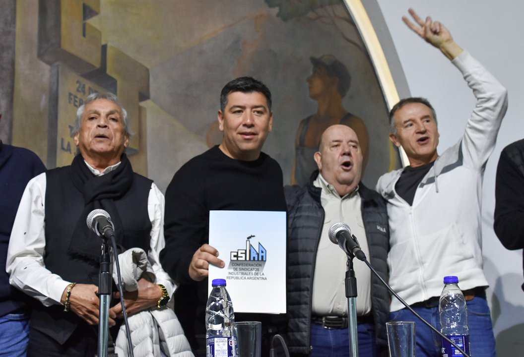 Dirigentes de la CGT durante una movilización gremial