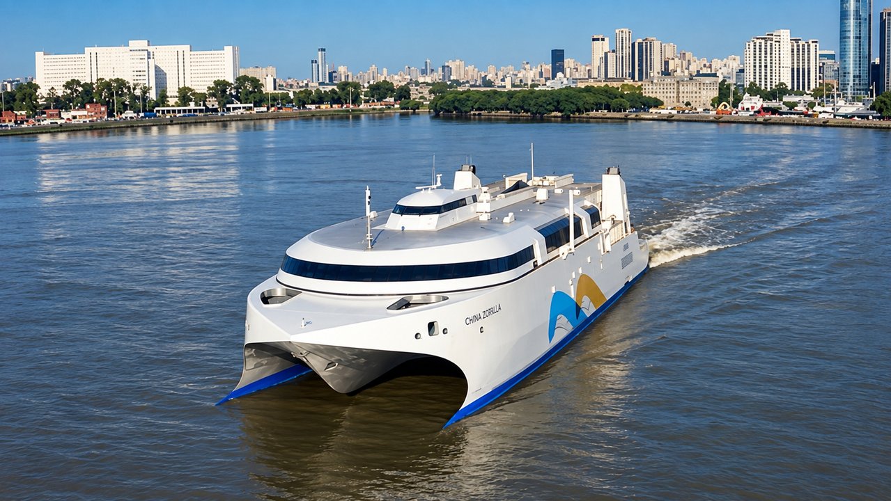 Botan el ferry eléctrico más grande del mundo en el Río de la Plata, con autonomía para unir Buenos Aires-Colonia