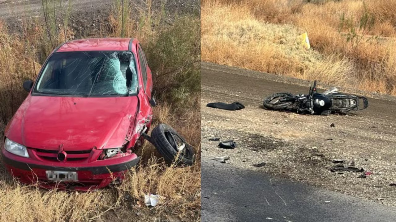 Patrullero policial y control vial nocturno en ruta de Mendoza