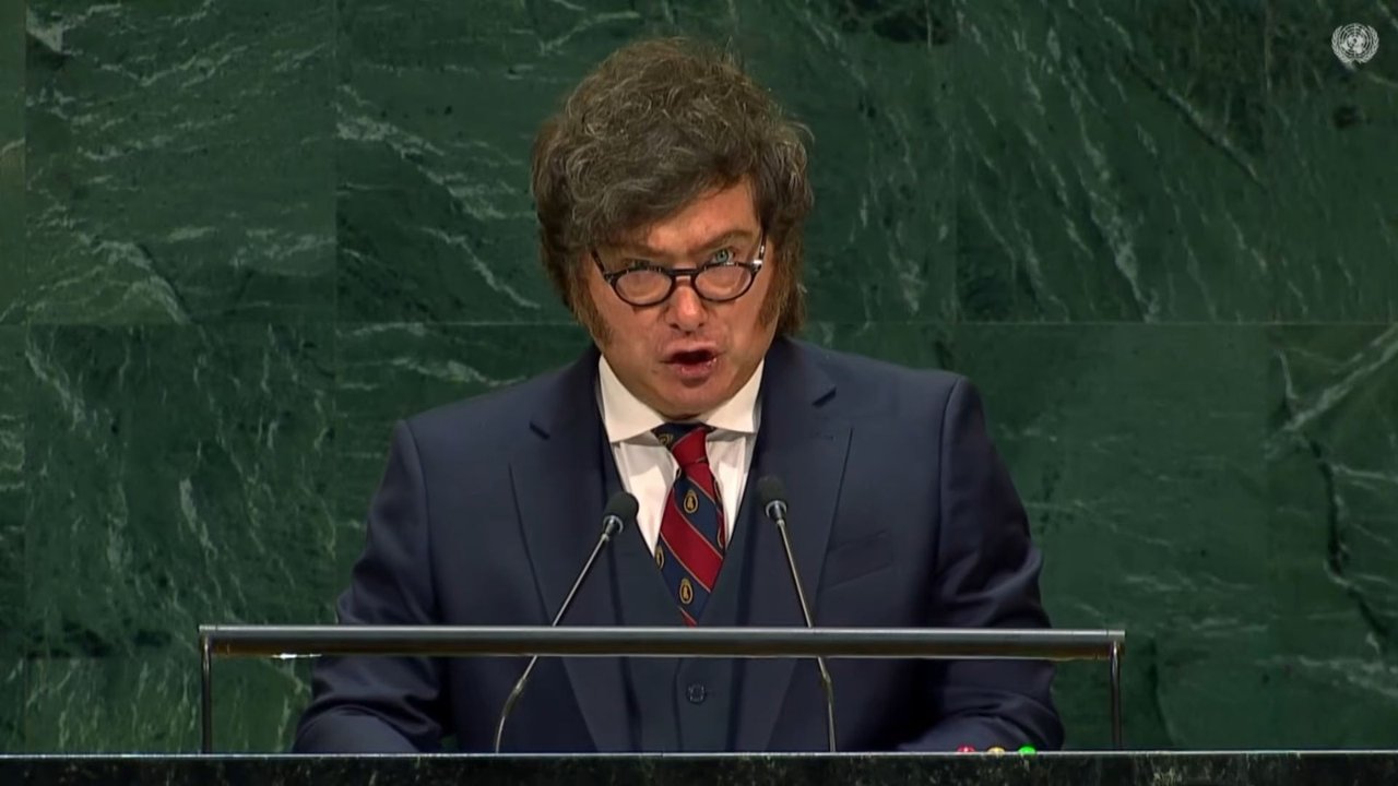 Javier Milei durante su discurso ante la Asamblea General de la ONU en Nueva York