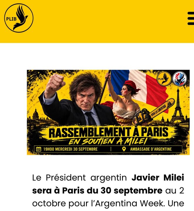 Libertarios franceses convocan a favor de Milei