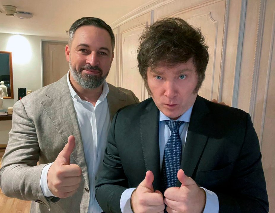 Javier Milei durante un acto público en Europa