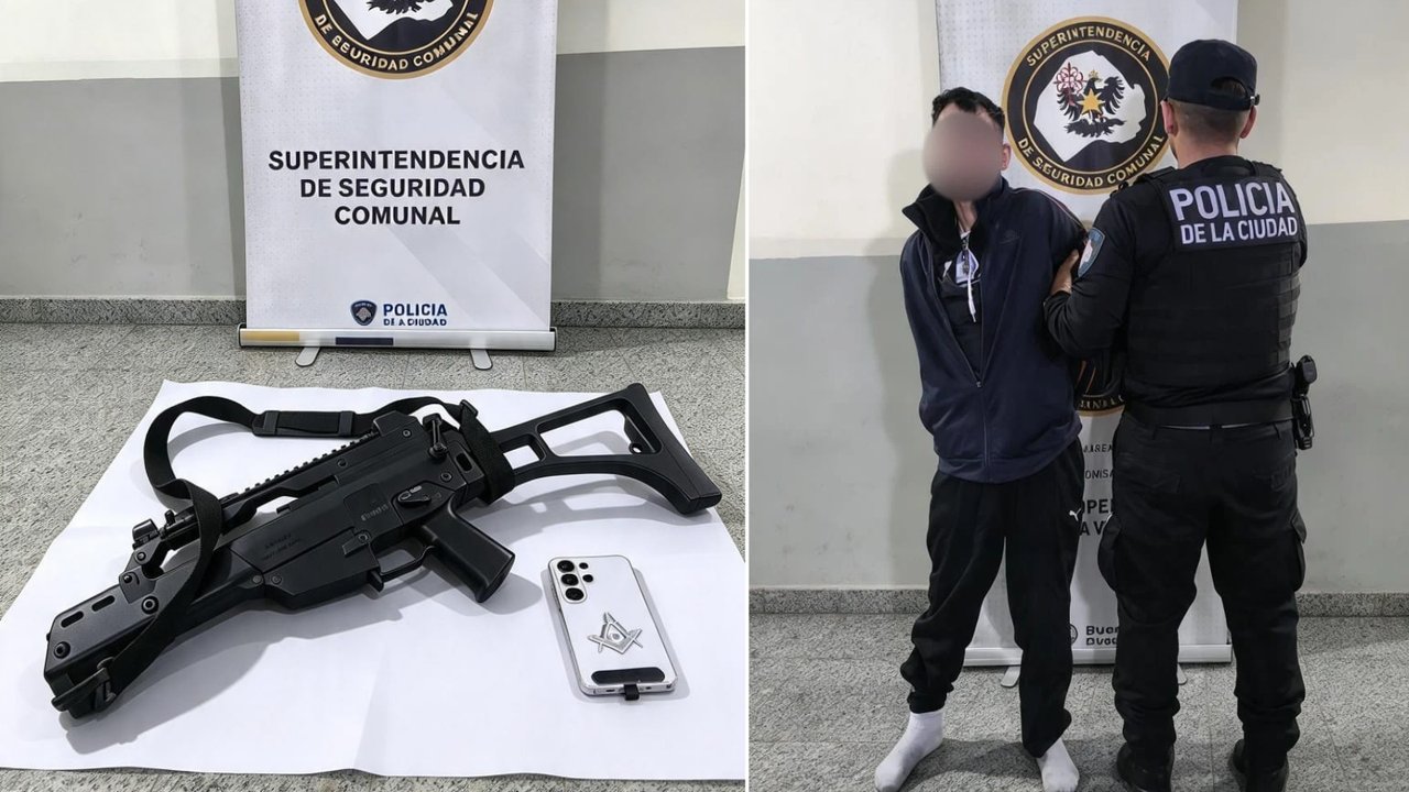 Detuvieron a un ladrón con 11 antecedentes que robaba con una réplica de ametralladora