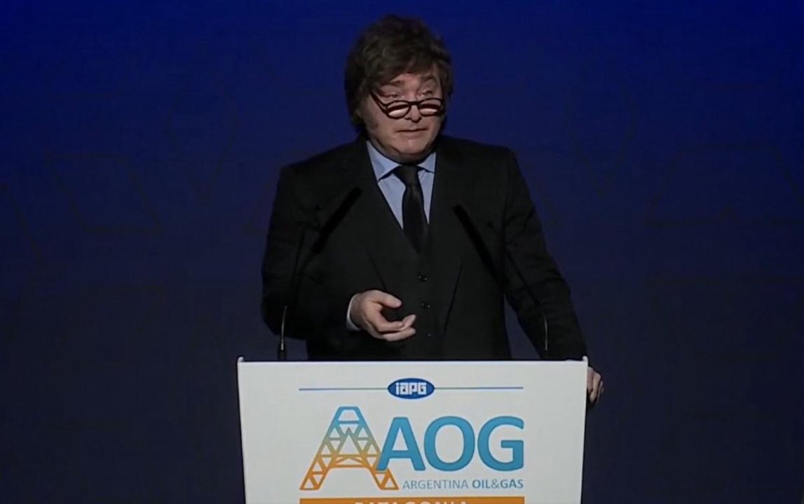 Javier Milei durante su discurso en la Argentina Oil & Gas Expo 2026 en Neuquén