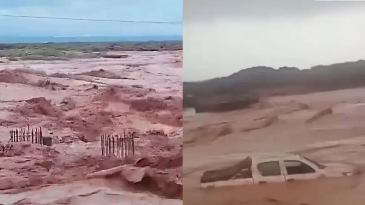 Lluvias e inundaciones en rutas de Vaca Muerta, Neuquén